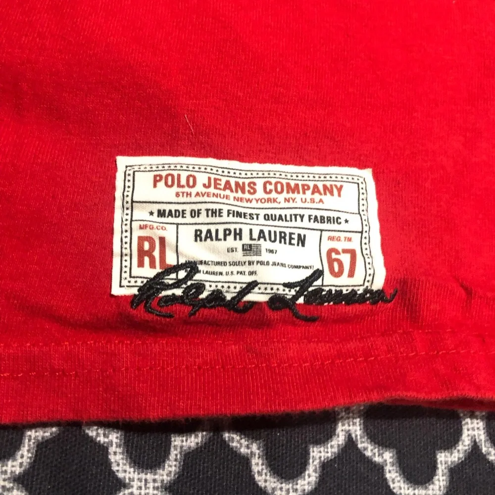 Polo Jeans Co. Ralph Lauren Mens 2XL Long Sleeve Red Graphic T-Shirt Y2K N20